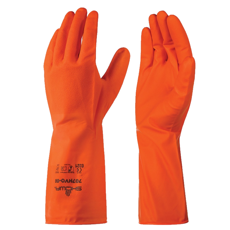 Biologiskt nedbrytbara nitrilhandskar Showa 707HVO, orange