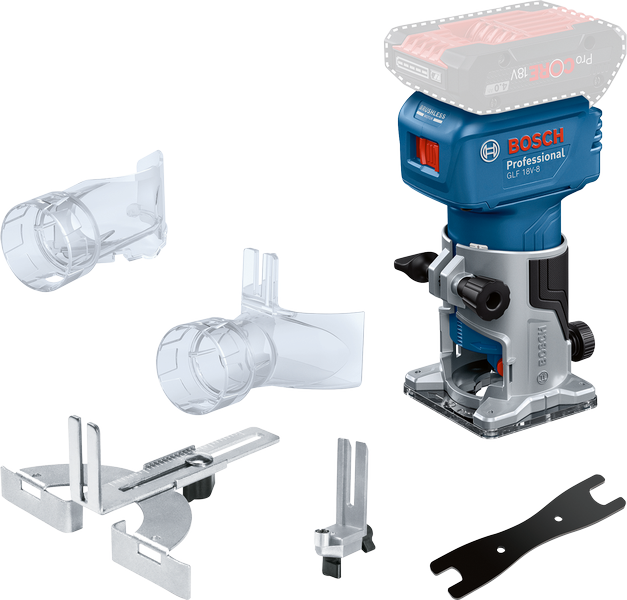 Batteridriven handrouter Bosch GLF 18V-8 Solo, Carton